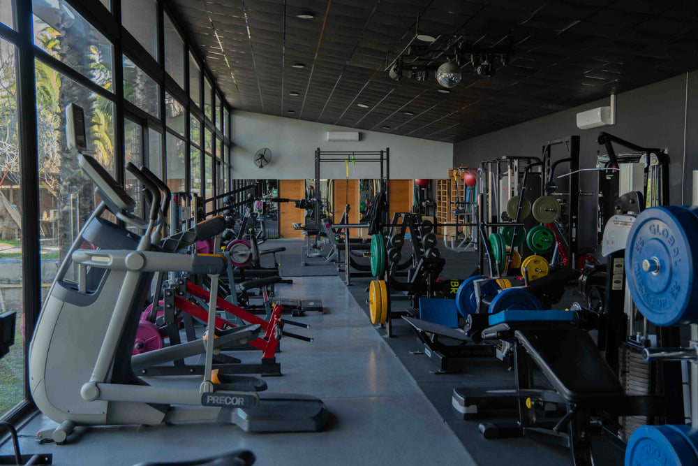 Sala de Espacio Fit con luz natural y máquinas de entrenamiento